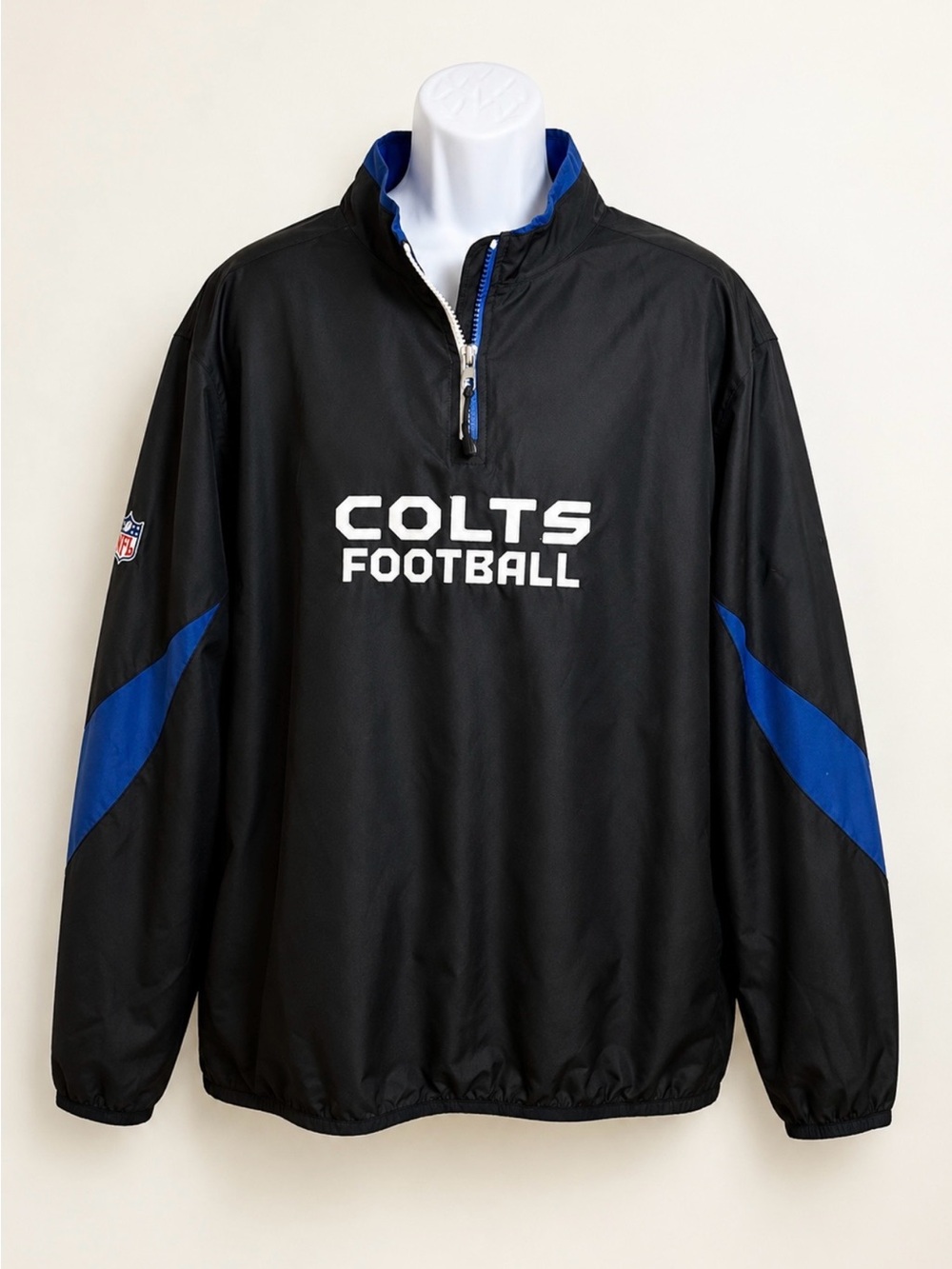 💥Y2K Reebok Indianapolis Colts NFL Authentic Sideline 1/4 Zip Windbreaker~XL💛